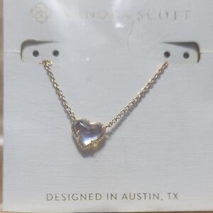 Kendra Scott Gold Necklace With Iridescent Heart Pendant